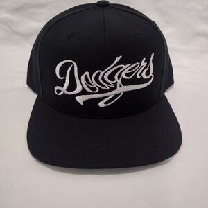 Black Dodgers Distorted Design Snapback Hat Brand New